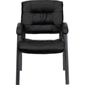 Contemporary Side Reception Chair, Black Back, 23-1/4 in W 26" L 36" H, Padded, Leather Seat