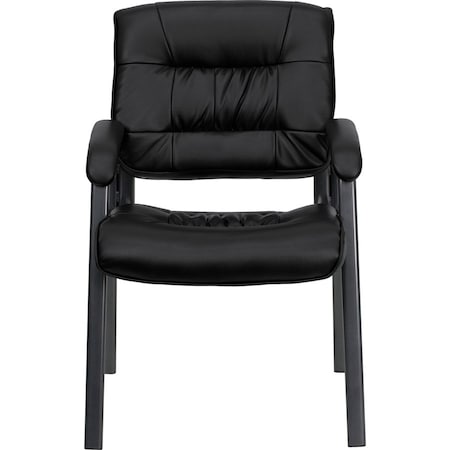 Contemporary Side Reception Chair, Black Back, 23-1/4 in W 26" L 36" H, Padded, Leather Seat