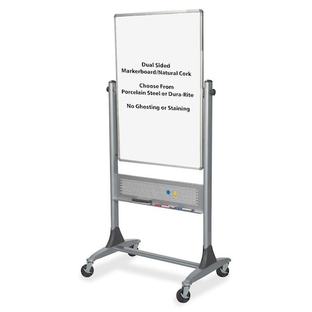 Combination Board, Cork, 40 in, 30 in, Aluminum Frame, White