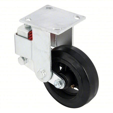 Plate Caster, Rigid, Rubber, 8 1/2"H