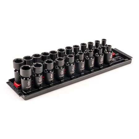 3/8 in Drive Flex Impact Socket Set, Metric, SAE, 21 pcs