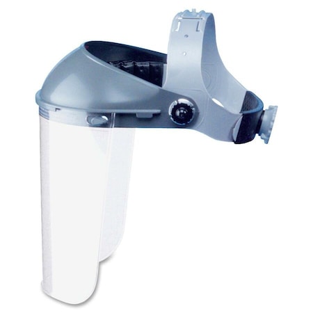 Face Shield Headgear, Gray Visor, Polycarbonate, Ratchet Suspension, Gray