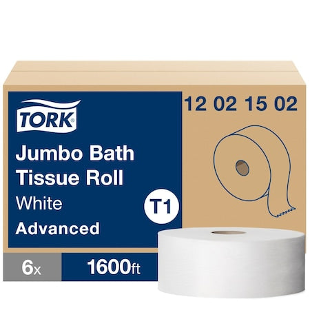 Jumbo Core, 2 Ply, Continuous Sheets, White, 6 PK