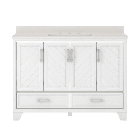 Vanity,w/Engineered Sto,48 in,White Oak
