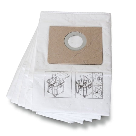 Vacuum Bag, Fits Fein Vacuum Brand, Dry, Fleece, 1-Ply, Std, 31345062010, 5 PK
