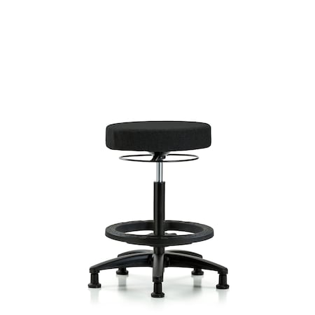 Rutledge Fab Stool without Back-High Bench Height with Black Foot RingandStat Glides in Black Fab