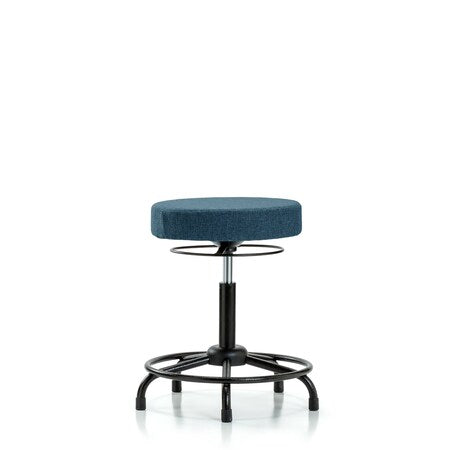 Rutledge Fab Stool without Back-Medium Bench Height with RT BaseandStat Glides in Blue Fab