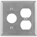 Single/Duplex Receptacle Wall Plates and Box Cover, Number of Gangs: 2 Stainless Steel, Silver