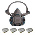 Half Mask Respirator Kit: 4 Cartridges Included, Olive Color, Silicone, Bayonet, Size L