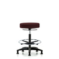 Rutledge Fab Stool without Back-High Bench Height with Chr Foot RingandStat Glides in Burgundy Fab