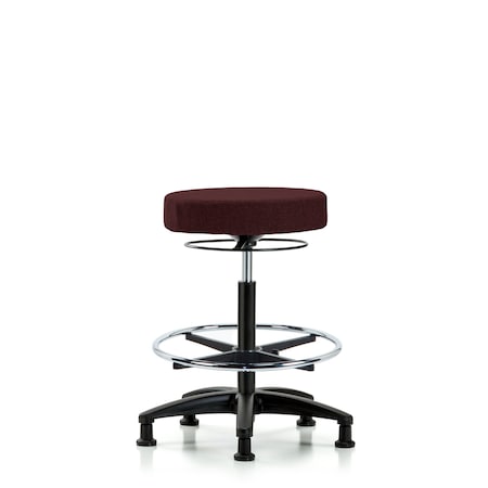 Rutledge Fab Stool without Back-High Bench Height with Chr Foot RingandStat Glides in Burgundy Fab