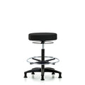 Rutledge Fab Stool without Back-High Bench Height with Chr Foot RingandStat Glides in Black Fab