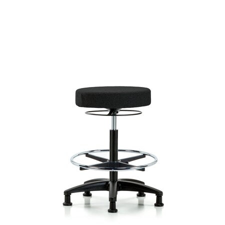 Rutledge Fab Stool without Back-High Bench Height with Chr Foot RingandStat Glides in Black Fab