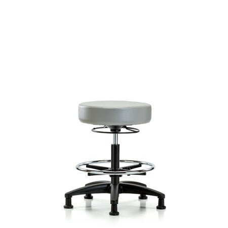 Vin Stool without Back-Medium Bench Ht with Chr Foot Ring and Stat Glides in Dove Trailblazer Vin