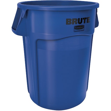 BRUTE 44 gal Round Heavy Duty Plastic Can, Blue, None, Plastic, Not Applicable