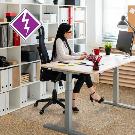 Chair Mat 45"x53", Traditional Lip Shape, Clear, for Carpet