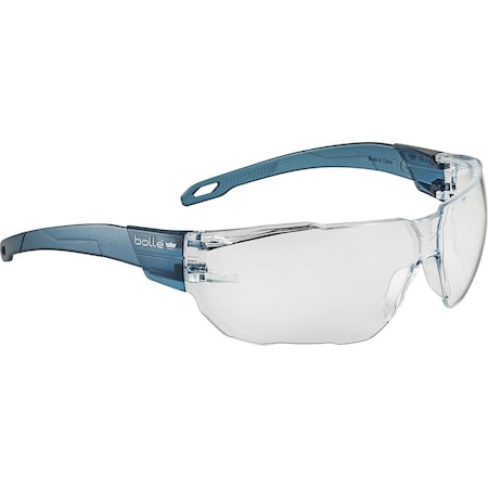 Swift, Safety Glasses, Anti-Fog & Anti-Scratch, Clear Lens, Blue Frame, Frameless