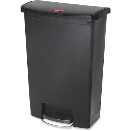 Slim Jim Step-On 24 gal Rectangular Slim-Profile Plastic Can, Black, Foot Pedal, Plastic, 23 3/8 in