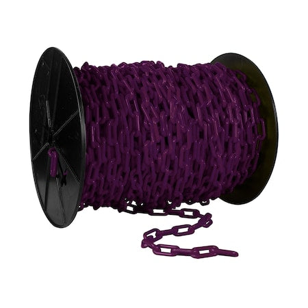 1.5"" x 200' Purple Plastic Safety Chain - Reel