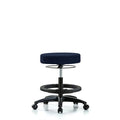 Rutledge Fab Stool without Back - Med Bench Height with Black Foot Ring and Casters in Navy Fab