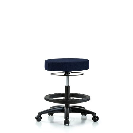 Rutledge Fab Stool without Back - Med Bench Height with Black Foot Ring and Casters in Navy Fab