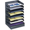 Desk Tray, Black, Steel, 12 in W, 9 1/2 in L, 17 3/4 in H, 8 Number of Compartments