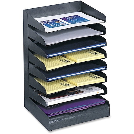 Desk Tray, Black, Steel, 12 in W, 9 1/2 in L, 17 3/4 in H, 8 Number of Compartments