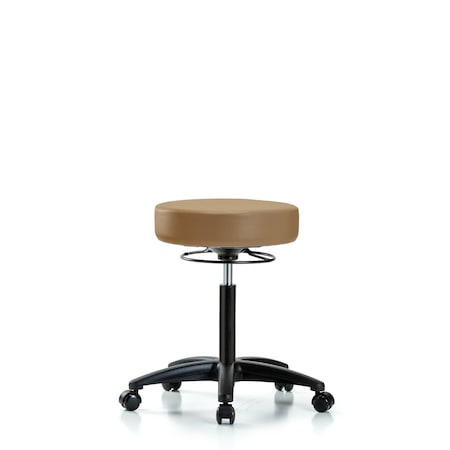 Rutledge Vinyl Stool without Back - Medium Bench Height with Casters in Taupe Trailblazer Vinyl