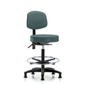 Vin Stool with Back-High Bench Height with Chr FRandStat Glides in Colonial Blue Trailblazer Vin
