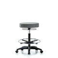 Rutledge Fab Stool without Back - High Bench Height with Chrome Foot Ring and Casters in Gray Fab