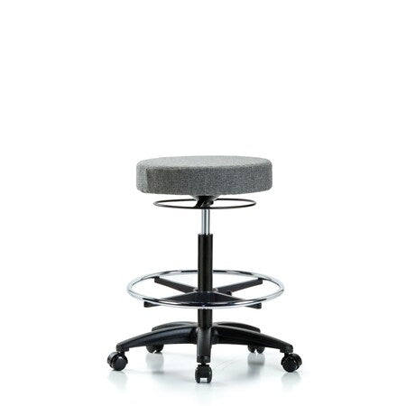 Rutledge Fab Stool without Back - High Bench Height with Chrome Foot Ring and Casters in Gray Fab