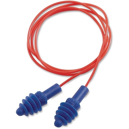 AirSoft Reusable Corded Ear Plugs, Flanged Shape, NRR 27 dB, M, Blue, 100PK