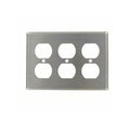 Receptacle Wall Plate, Number of Gangs: 3 Stainless Steel, Silver