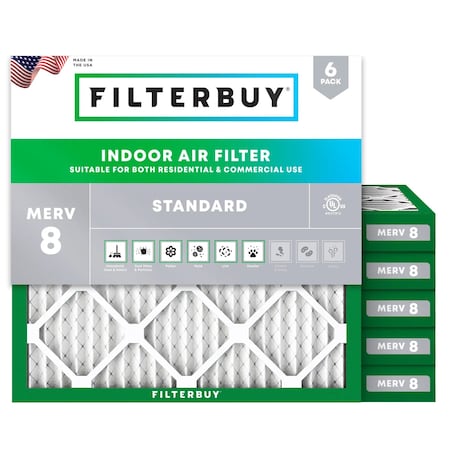 Pleated Air Filter, 20"x20"x2", MERV 8