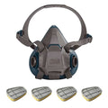 Low Maintenance Half Mask Respirator Kit, Includes 4 Chemical Cartridges, 6000 Series, Bayonet, L