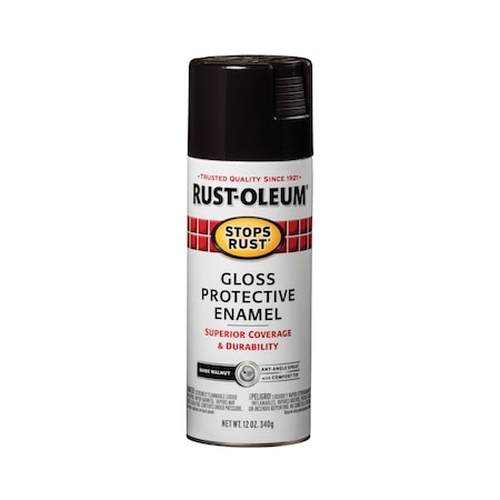 Spray Paint, Dark Walnut, Gloss, Solvent, 12 oz