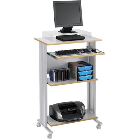 Stand-Up Workstation, 22 in D X 45 in H, 29 1/2 in W X Steel/Compressed Wood, Gray