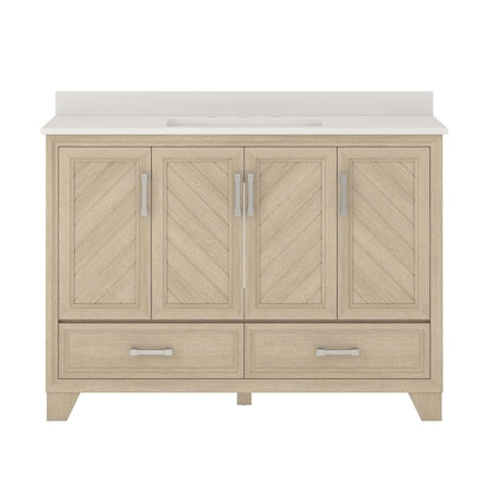 Vanity,w/Engineered Sto,48in,Natural Oak