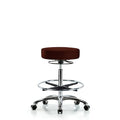 Vin Stool without Back Chr-High Bench Ht with Chr Foot Ring and Casters in Burgundy Trailblazer Vin