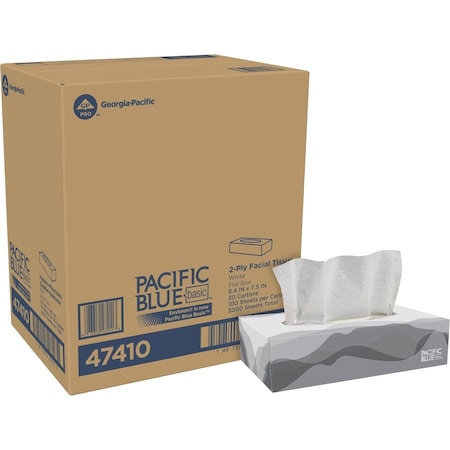 Pacific Blue Basic® 2-Ply Facial Tissue By Gp Pro (Georgia-Pacific), Flat Box, 30 Boxes Per Case