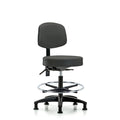 Vin Stool with Back-Medium Bench Ht with Chr Foot Ring and Stat Glides in Charcoal Trailblazer Vin