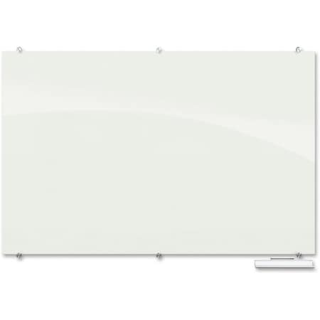 Dry Erase Board, Glass, 36 in, 48 in, No Frame Frame, White, Gloss