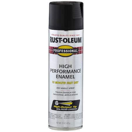 Rust Preventative Spray Paint, Black, Flat, Solvent, 15 Oz