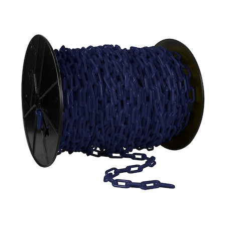 1.5"" x 200' Cobalt Blue Plastic Safety Chain - Reel