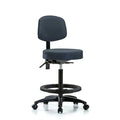 Vin Stool with Back-High Bench Ht with Seat Tilt, Black FR, andCasters in Imp Blue Trailblazer Vin