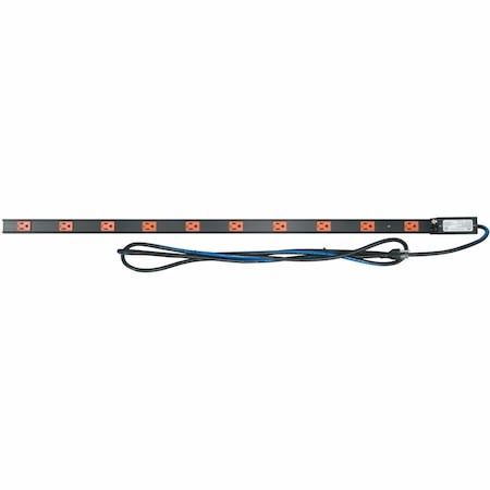 Power Strip, 10 Outlet(s) 5-15P, 9 ft.