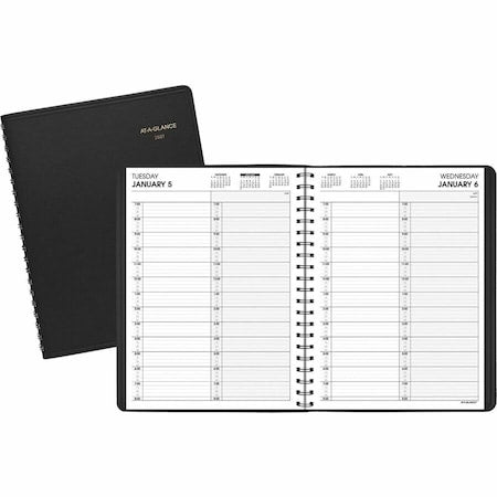 Two-Person Group Daily Appointment Book, 11 x 8, Black Cover, 12-Month (Jan to Dec): 2025
