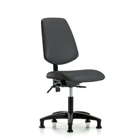 Desk Chair No Arms, 18"" to 23"" Height, Vinyl, Charcoal
