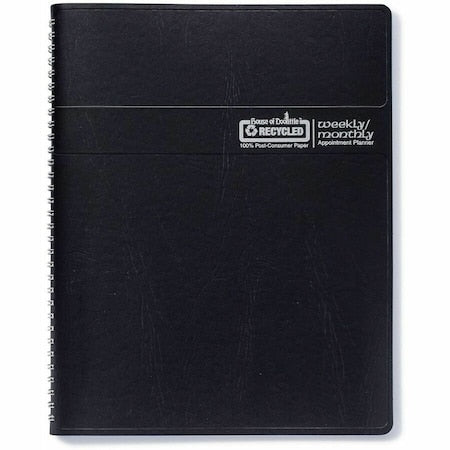 Recycled Wirebound Weekly/Monthly Planner, 11 x 8.5, Black Cover, 12-Month (Jan to Dec): 2025