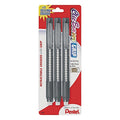 Retractable Eraser Set, Blk, Blue, Red, 3 Pc